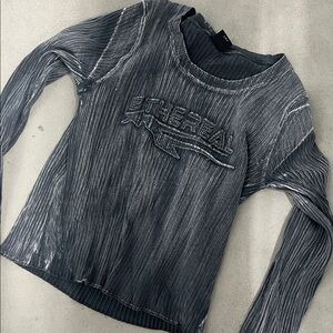 Urban Outfitters 'Ethereal' Ribbed Long Sleeve Top — Washed Black